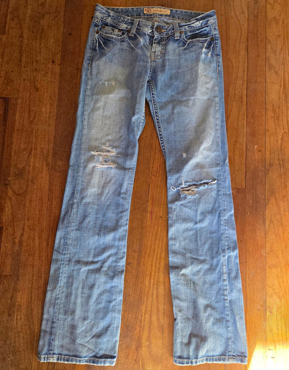 Y2K BKE Madison Boot Jeans Womens 26x31.5 Blue Light Wash Low Rise Slim Bootcut
